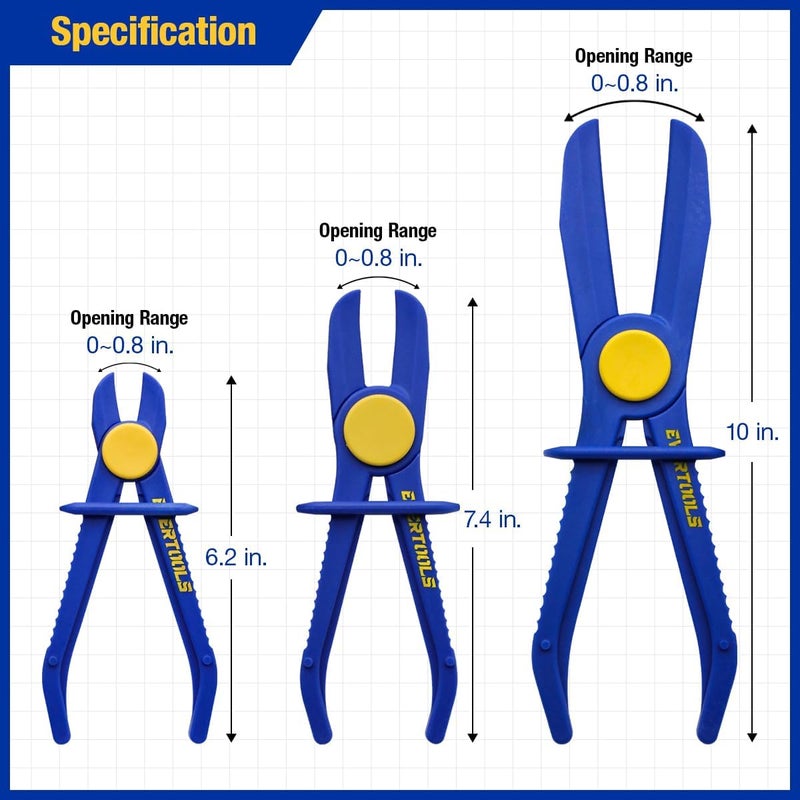 Evertools 6pcs Hose Pinch Clamp Pliers Set, Brake Line Hose Clamps Pliers Set, Fuel Line Disconnect Tool for Flexible Hoses Gas Lines Radiator Hoses with Oxford Tool Bag - Image 2